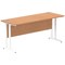 Impulse 1600mm Slim Rectangular Desk, White Cantilever Leg, Oak