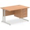 Impulse 1200mm Rectangular Office Desk With Fixed 3 Drawer Pedestal, Silver Cantilever Leg, Oak