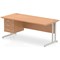 Impulse 1800mm Rectangular Office Desk With Fixed 3 Drawer Pedestal, Silver Cantilever Leg, Oak