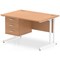 Impulse 1200mm Rectangular Office Desk With Fixed 3 Drawer Pedestal, White Cantilever Leg, Oak