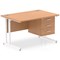 Impulse 1200mm Rectangular Office Desk With Fixed 3 Drawer Pedestal, White Cantilever Leg, Oak