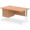 Impulse 1400mm Rectangular Office Desk With Fixed 3 Drawer Pedestal, White Cantilever Leg, Oak