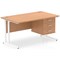 Impulse 1400mm Rectangular Office Desk With Fixed 3 Drawer Pedestal, White Cantilever Leg, Oak