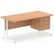 Impulse 1600mm Rectangular Office Desk With Fixed 3 Drawer Pedestal, White Cantilever Leg, Oak