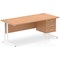 Impulse 1800mm Rectangular Office Desk With Fixed 3 Drawer Pedestal, White Cantilever Leg, Oak