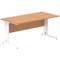 Impulse 1600mm Rectangular Desk, White Cable Managed Leg, Oak