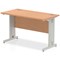Impulse 1200mm Slim Rectangular Desk, Silver Cable Managed Leg, Oak