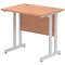 Impulse 800mm Slim Rectangular Desk, Silver Cantilever Leg, Beech