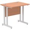 Impulse 800mm Slim Rectangular Desk, Silver Cantilever Leg, Beech