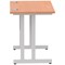 Impulse 800mm Slim Rectangular Desk, Silver Cantilever Leg, Beech