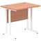 Impulse 800mm Slim Rectangular Desk, White Cantilever Leg, Beech
