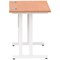 Impulse 800mm Slim Rectangular Desk, White Cantilever Leg, Beech