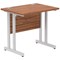Impulse 800mm Slim Rectangular Desk, Silver Cantilever Leg, Walnut