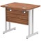 Impulse 800mm Slim Rectangular Desk, Silver Cantilever Leg, Walnut