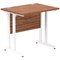 Impulse 800mm Slim Rectangular Desk, White Cantilever Leg, Walnut