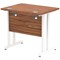 Impulse 800mm Slim Rectangular Desk, White Cantilever Leg, Walnut