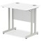 Impulse 800mm Slim Rectangular Desk, Silver Cantilever Leg, White