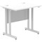 Impulse 800mm Slim Rectangular Desk, Silver Cantilever Leg, White