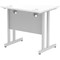 Impulse 800mm Slim Rectangular Desk, Silver Cantilever Leg, White