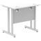 Impulse 800mm Slim Rectangular Desk, Silver Cantilever Leg, White