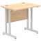 Impulse 800mm Slim Rectangular Desk, Silver Cantilever Leg, Maple