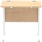 Impulse 800mm Slim Rectangular Desk, White Cantilever Leg, Maple
