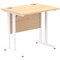 Impulse 800mm Slim Rectangular Desk, White Cantilever Leg, Maple