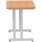 Impulse 800mm Slim Rectangular Desk, Silver Cantilever Leg, Oak