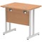 Impulse 800mm Slim Rectangular Desk, Silver Cantilever Leg, Oak