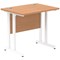 Impulse 800mm Slim Rectangular Desk, White Cantilever Leg, Oak