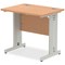 Impulse 800mm Slim Rectangular Desk, Silver Cable Managed Leg, Oak