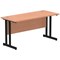 Impulse 1400mm Slim Rectangular Desk, Black Cantilever Leg, Beech