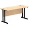 Impulse 1400mm Slim Rectangular Desk, Black Cantilever Leg, Maple