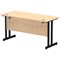 Impulse 1400mm Slim Rectangular Desk, Black Cantilever Leg, Maple