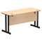 Impulse 1400mm Slim Rectangular Desk, Black Cantilever Leg, Maple