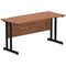 Impulse 1400mm Slim Rectangular Desk, Black Cantilever Leg, Walnut