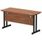 Impulse 1400mm Slim Rectangular Desk, Black Cantilever Leg, Walnut