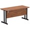 Impulse 1400mm Slim Rectangular Desk, Black Cantilever Leg, Walnut