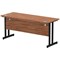 Impulse 1600mm Slim Rectangular Desk, Black Cantilever Leg, Walnut