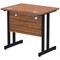 Impulse 800mm Slim Rectangular Desk, Black Cantilever Leg, Walnut