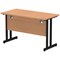 Impulse 1200mm Slim Rectangular Desk, Black Cantilever Leg, Oak