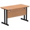 Impulse 1200mm Slim Rectangular Desk, Black Cantilever Leg, Oak