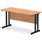 Impulse 1400mm Slim Rectangular Desk, Black Cantilever Leg, Oak