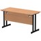 Impulse 1400mm Slim Rectangular Desk, Black Cantilever Leg, Oak