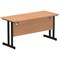 Impulse 1400mm Slim Rectangular Desk, Black Cantilever Leg, Oak