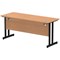 Impulse 1600mm Slim Rectangular Desk, Black Cantilever Leg, Oak