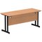 Impulse 1600mm Slim Rectangular Desk, Black Cantilever Leg, Oak