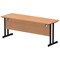 Impulse 1800mm Slim Rectangular Desk, Black Cantilever Leg, Oak