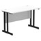 Impulse 1200mm Slim Rectangular Desk, Black Cantilever Leg, White
