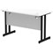 Impulse 1200mm Slim Rectangular Desk, Black Cantilever Leg, White